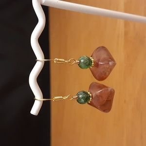 Gold Beaded Pierced Earrings JJ121